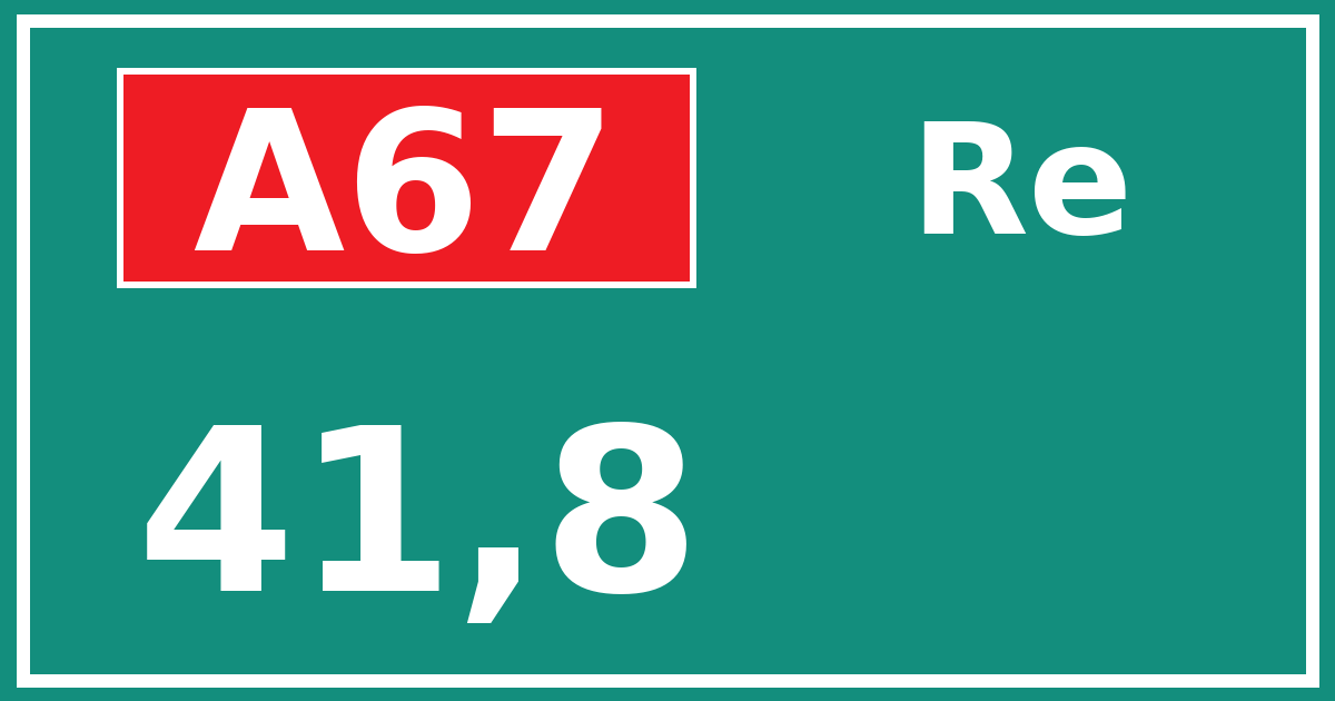 Hectometerbord A67 41,8 zijde Re