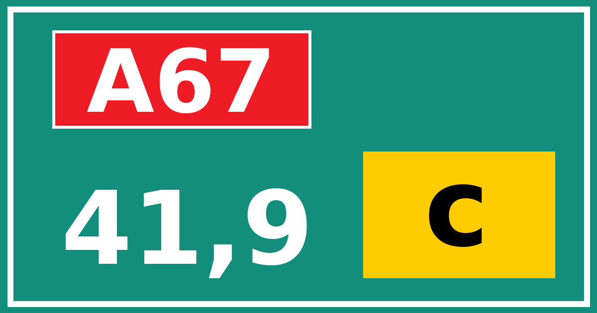 Hectometerbord A67 41,9 letter c