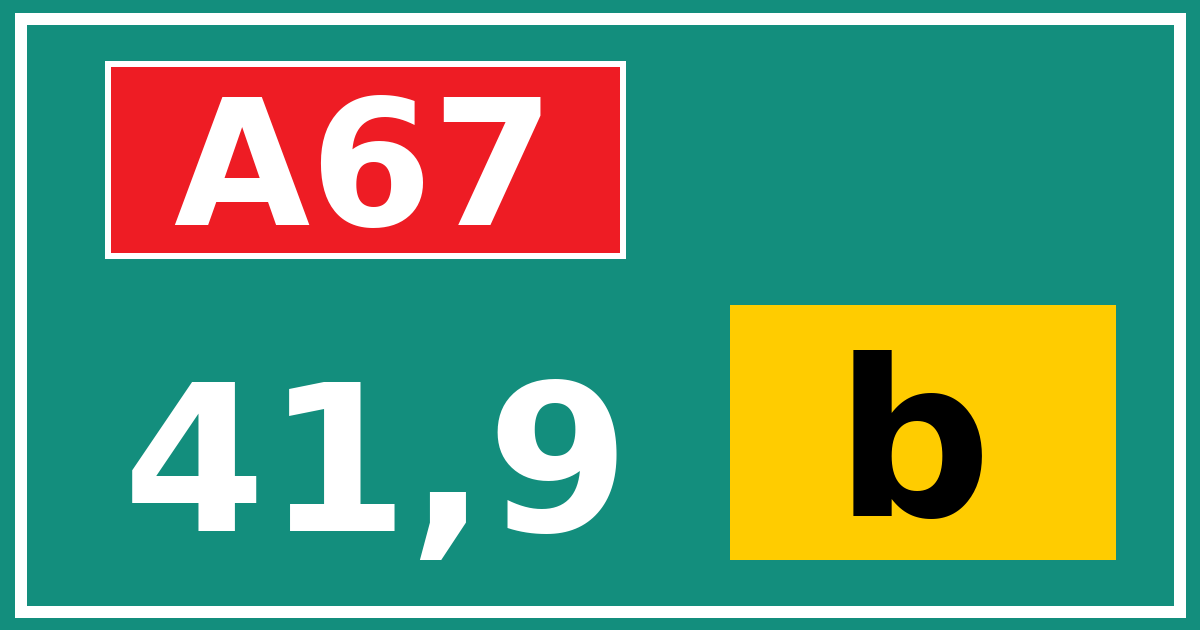 Hectometerbord A67 41,9 letter b