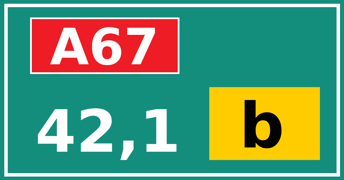 Hectometerbord A67 42,1 letter b