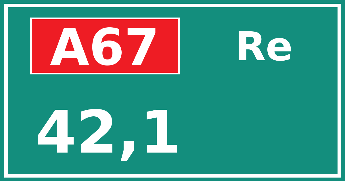 Hectometerbord A67 42,1 zijde Re