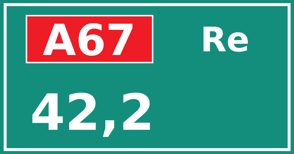 Hectometerbord A67 42,2 zijde Re