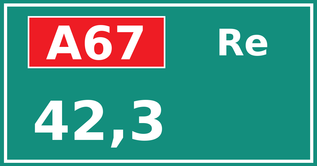 Hectometerbord A67 42,3 zijde Re