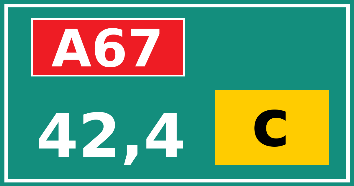 Hectometerbord A67 42,4 letter c