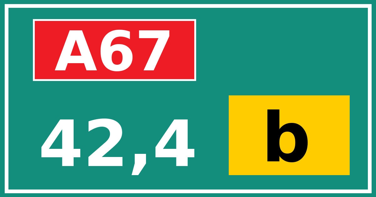 Hectometerbord A67 42,4 letter b