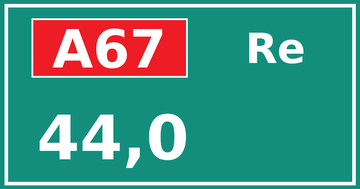 Hectometerbord A67 44,0 zijde Re