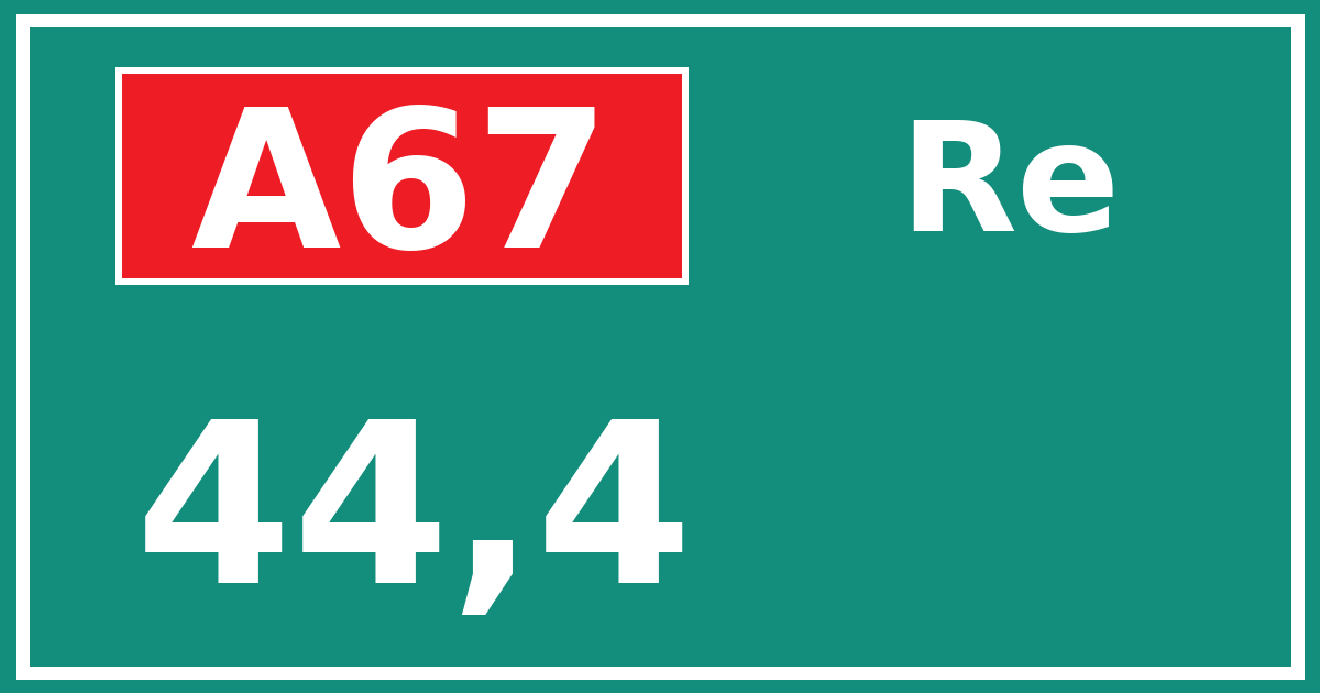 Hectometerbord A67 44,4 zijde Re