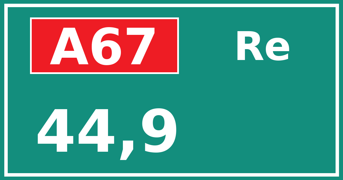 Hectometerbord A67 44,9 zijde Re