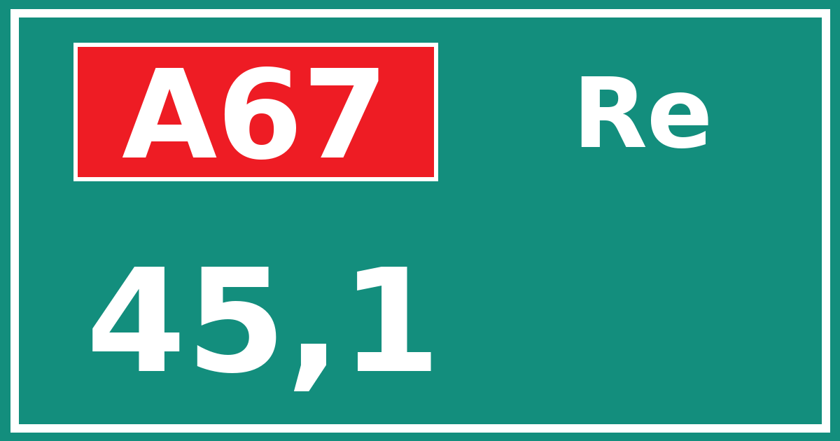 Hectometerbord A67 45,1 zijde Re