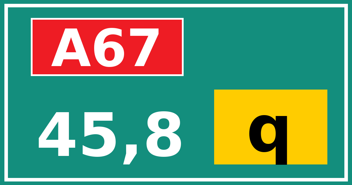 Hectometerbord A67 45,8 letter q