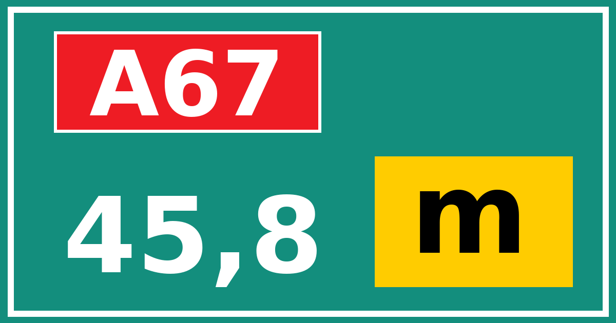 Hectometerbord A67 45,8 letter m