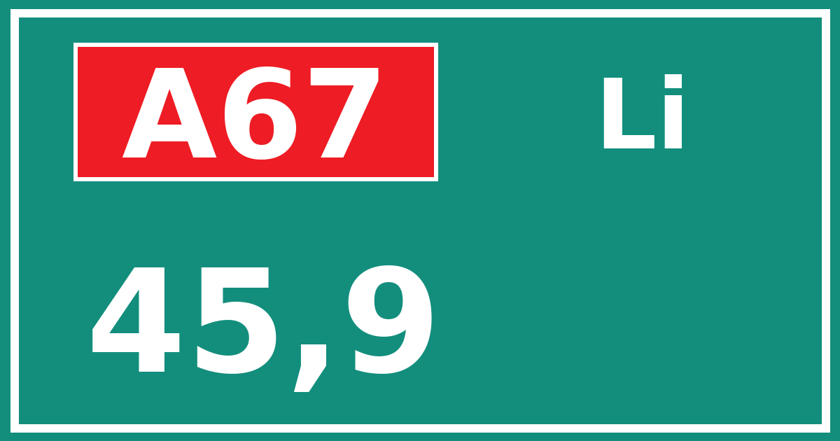 Hectometerbord A67 45,9 zijde Li