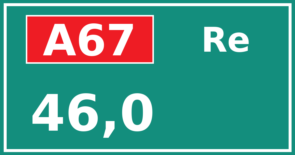 Hectometerbord A67 46,0 zijde Re