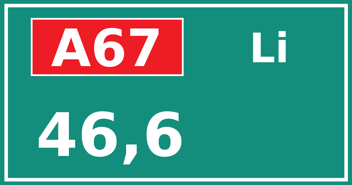 Hectometerbord A67 46,6 zijde Li