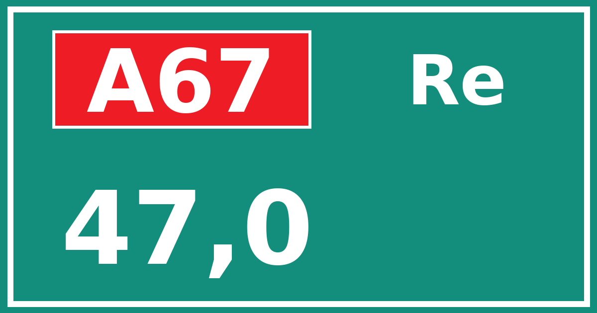 Hectometerbord A67 47,0 zijde Re