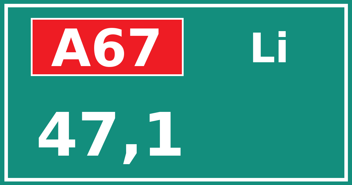Hectometerbord A67 47,1 zijde Li