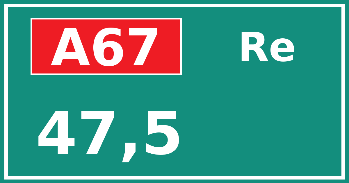 Hectometerbord A67 47,5 zijde Re