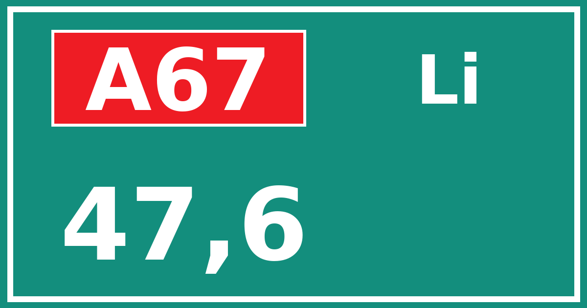 Hectometerbord A67 47,6 zijde Li