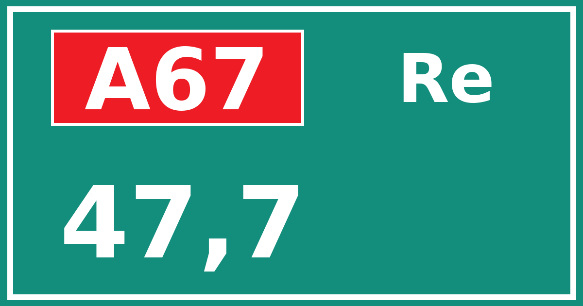 Hectometerbord A67 47,7 zijde Re