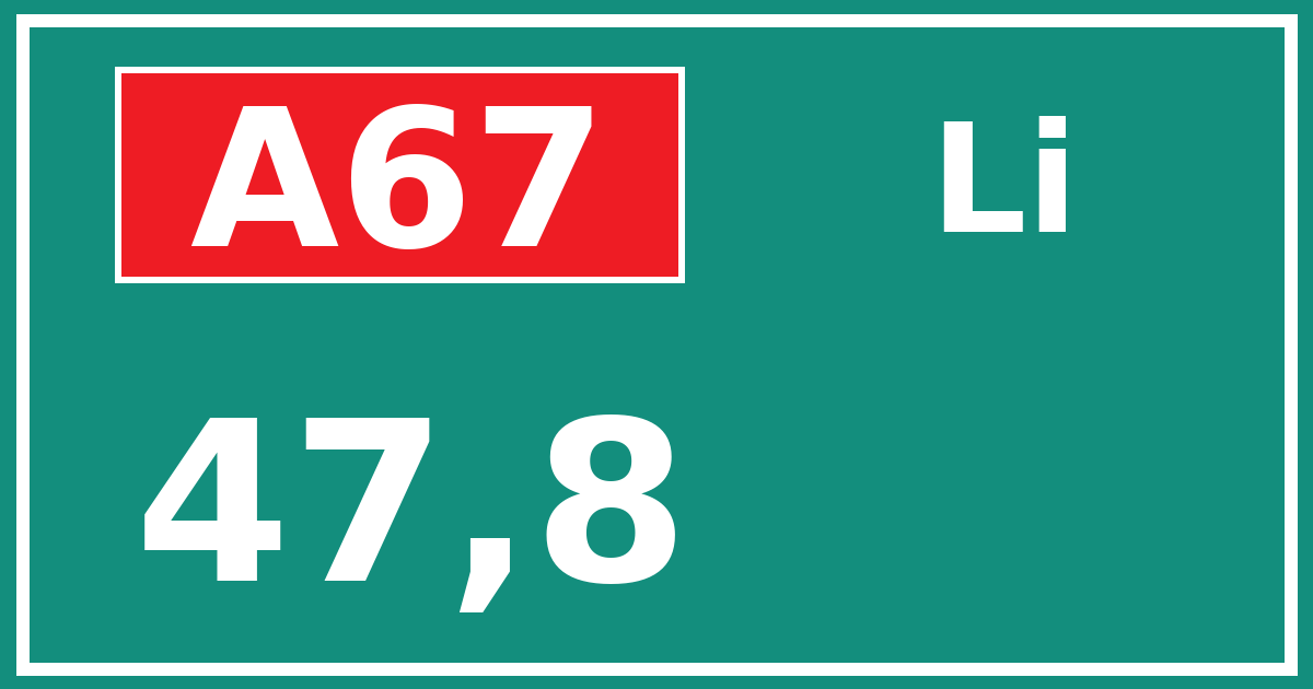 Hectometerbord A67 47,8 zijde Li