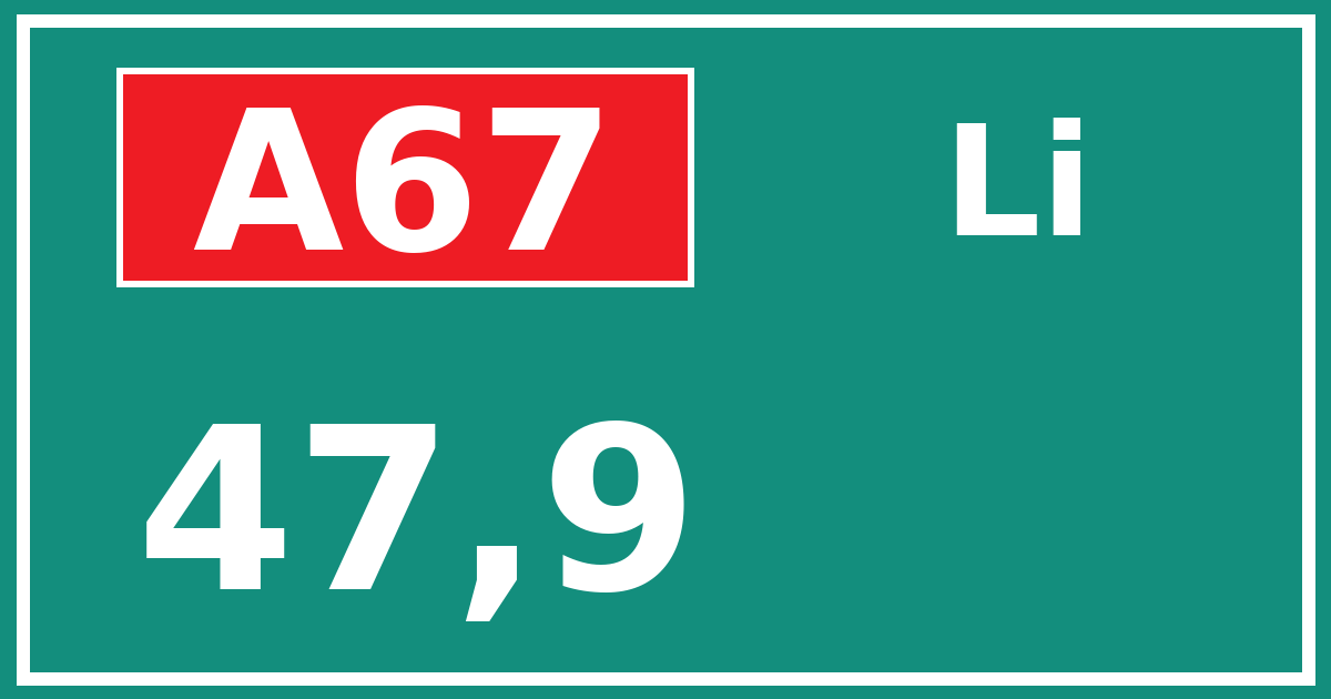 Hectometerbord A67 47,9 zijde Li