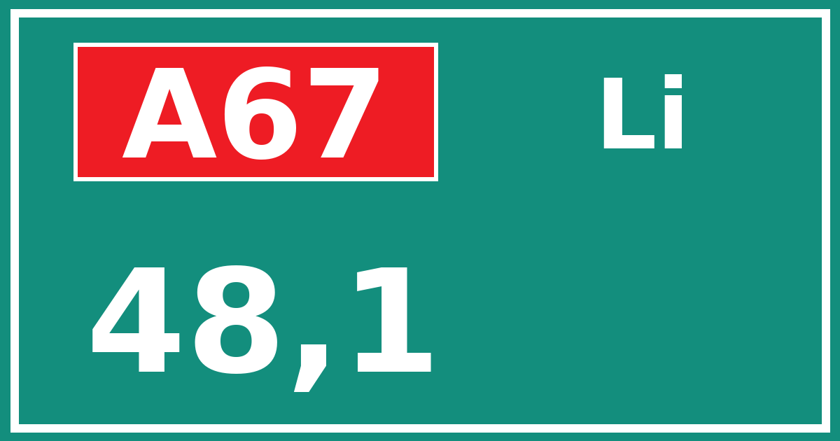 Hectometerbord A67 48,1 zijde Li