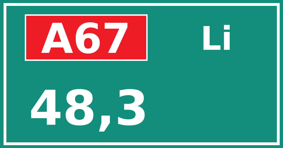 Hectometerbord A67 48,3 zijde Li