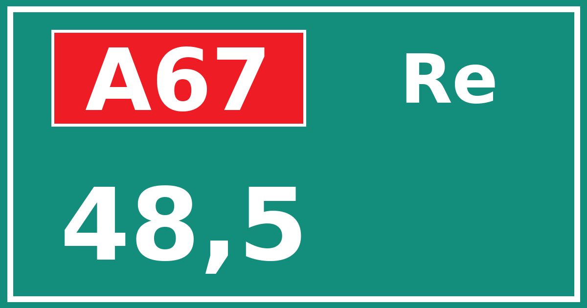 Hectometerbord A67 48,5 zijde Re