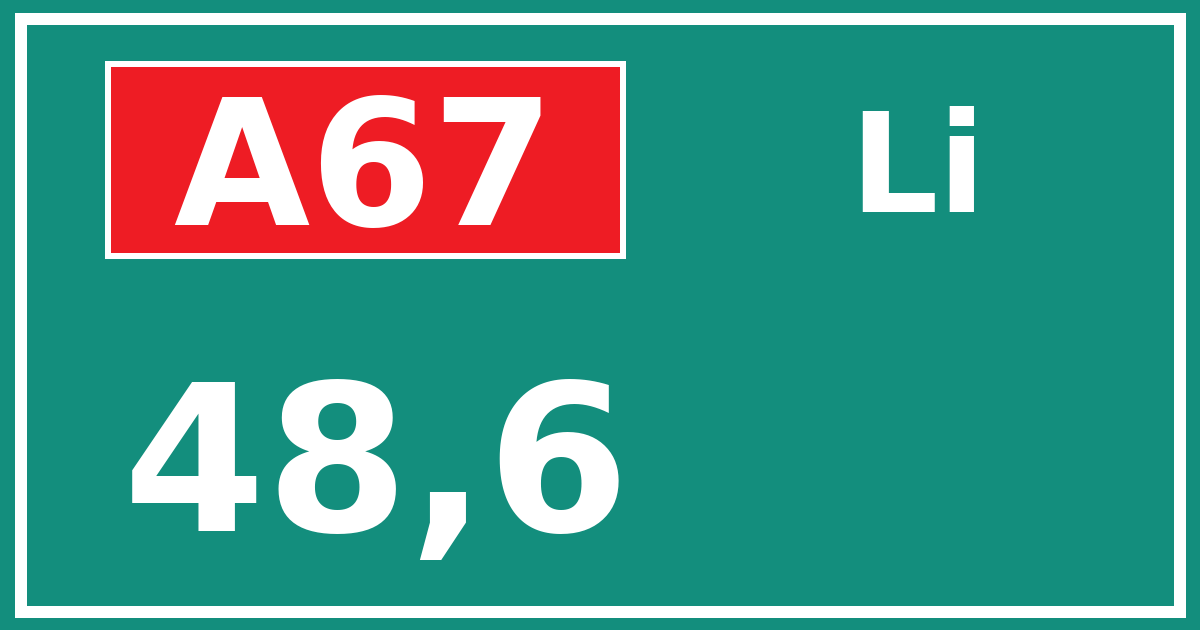 Hectometerbord A67 48,6 zijde Li