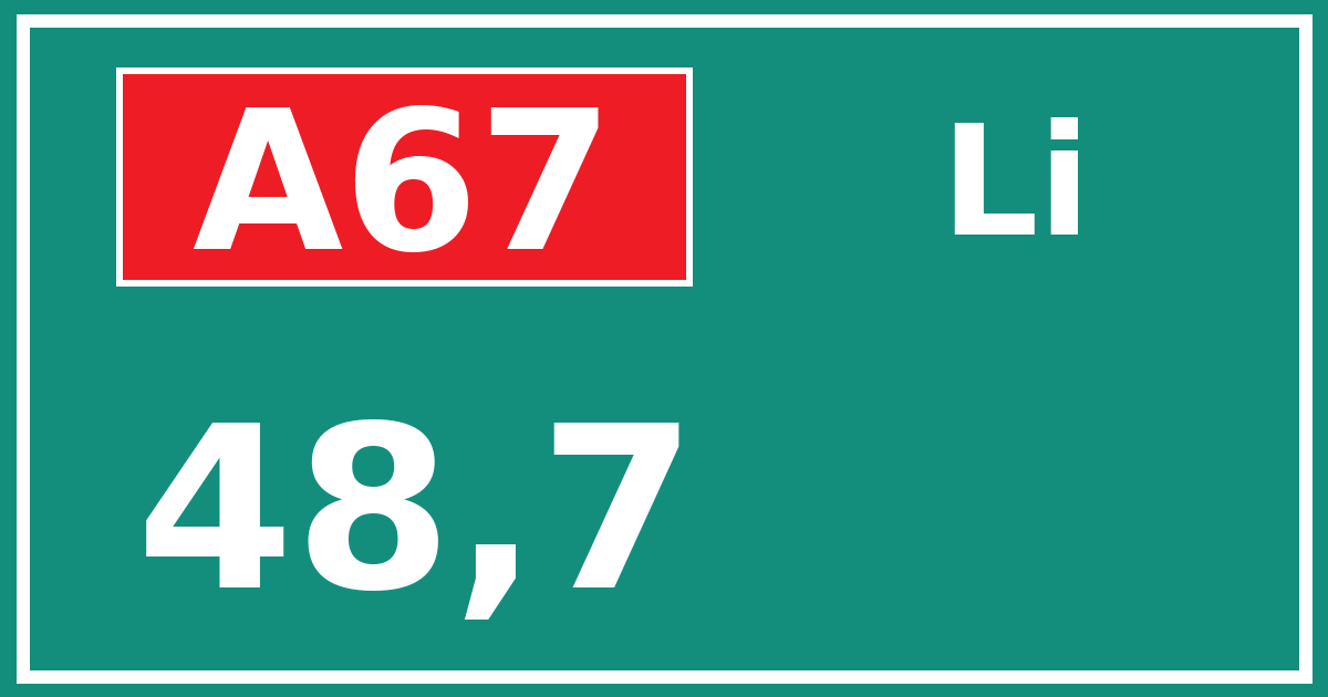 Hectometerbord A67 48,7 zijde Li