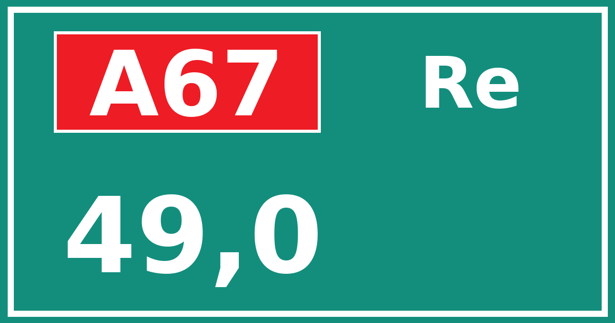 Hectometerbord A67 49,0 zijde Re