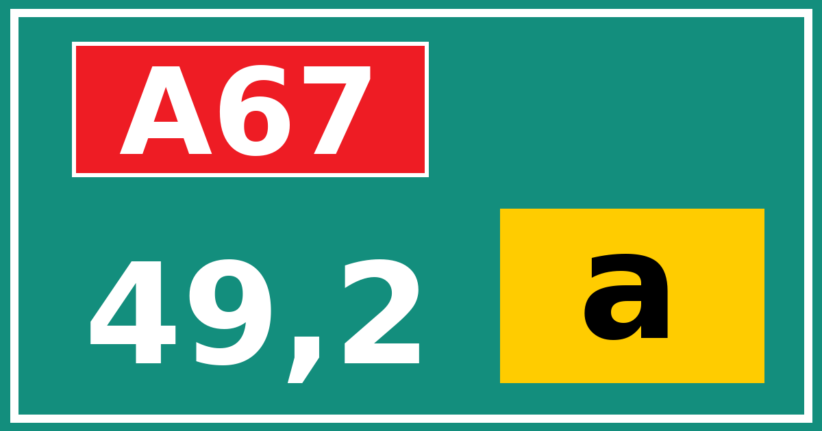 Hectometerbord A67 49,2 letter a