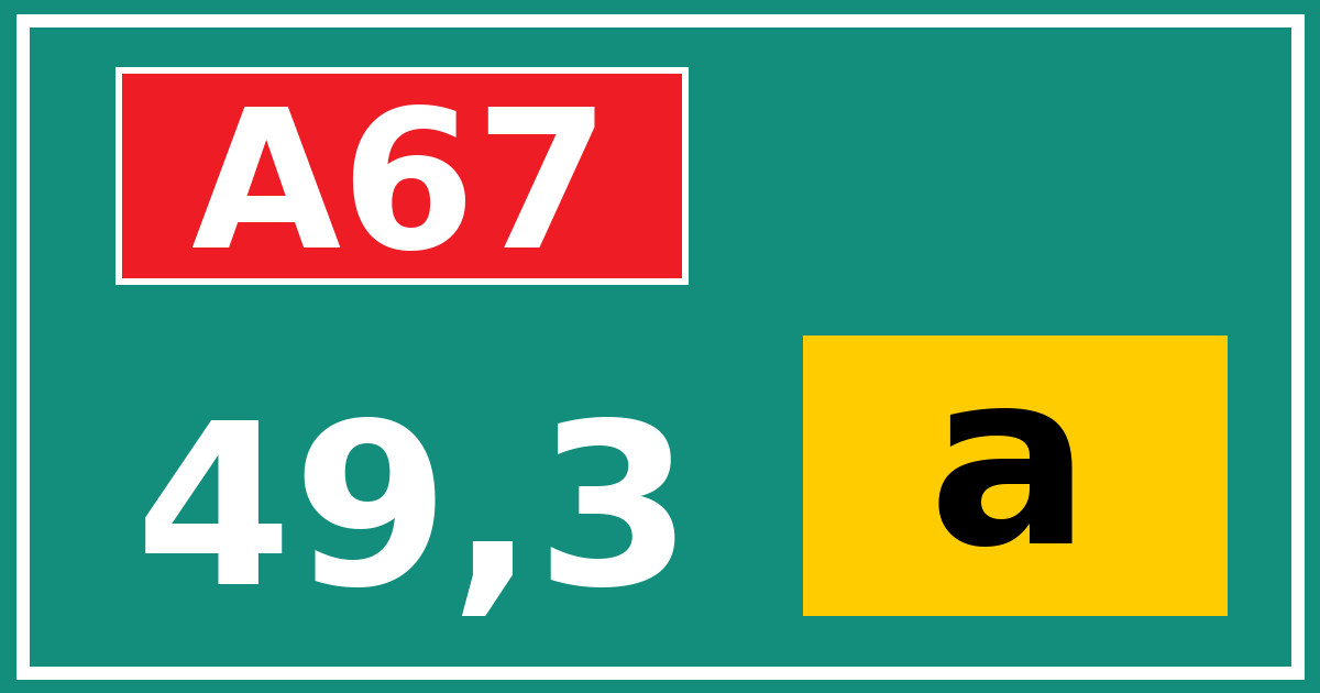 Hectometerbord A67 49,3 letter a