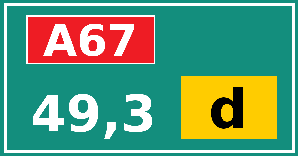 Hectometerbord A67 49,3 letter d