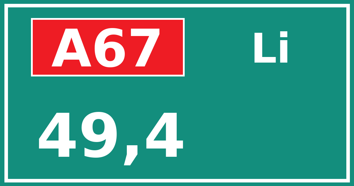 Hectometerbord A67 49,4 zijde Li