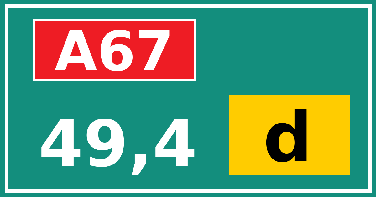 Hectometerbord A67 49,4 letter d