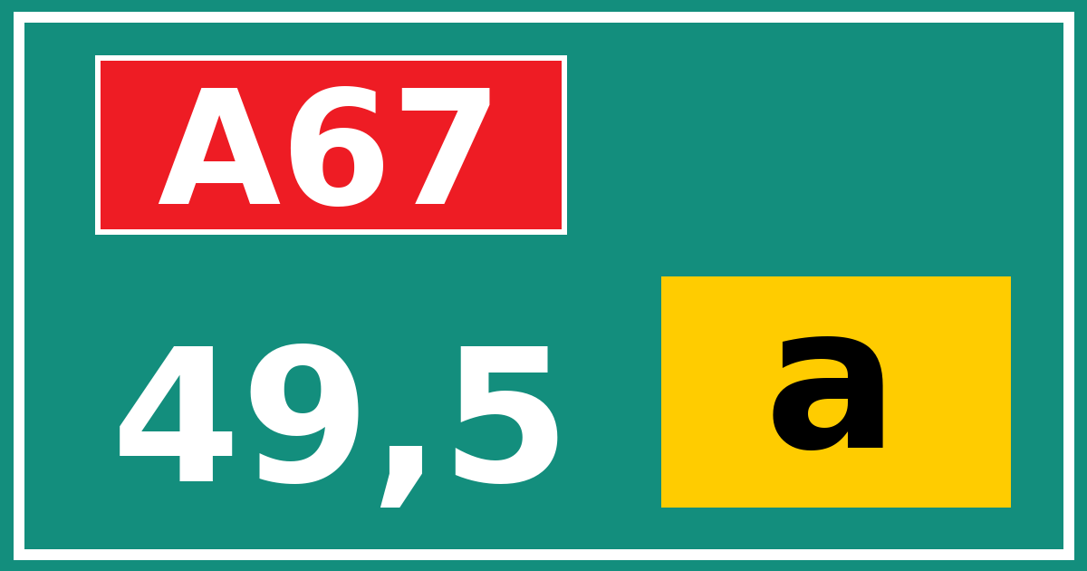 Hectometerbord A67 49,5 letter a