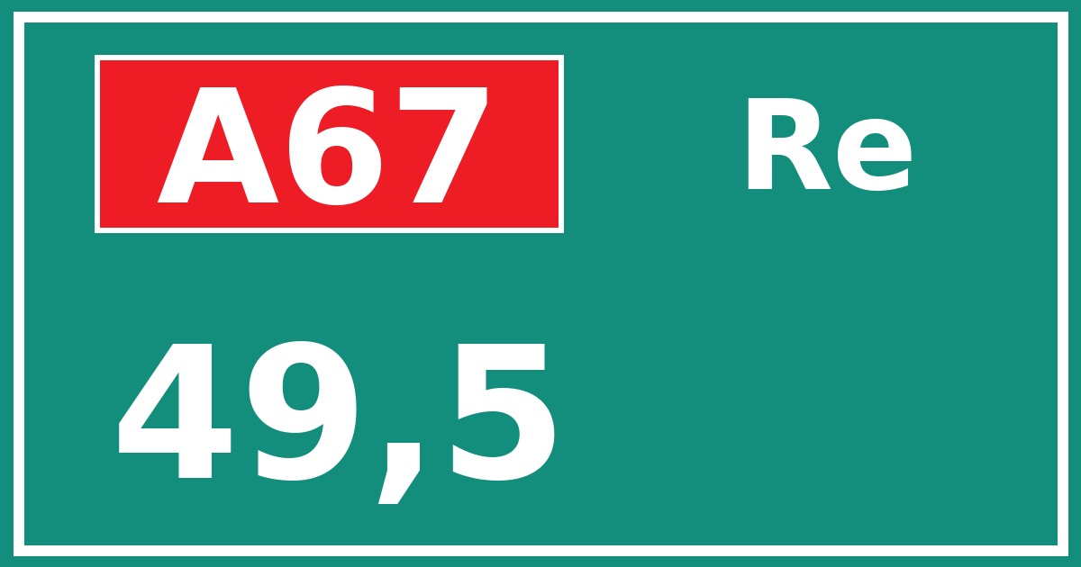 Hectometerbord A67 49,5 zijde Re