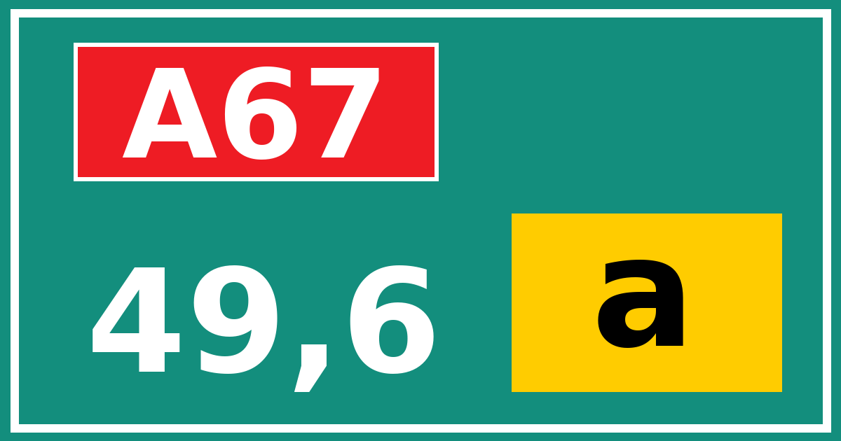 Hectometerbord A67 49,6 letter a