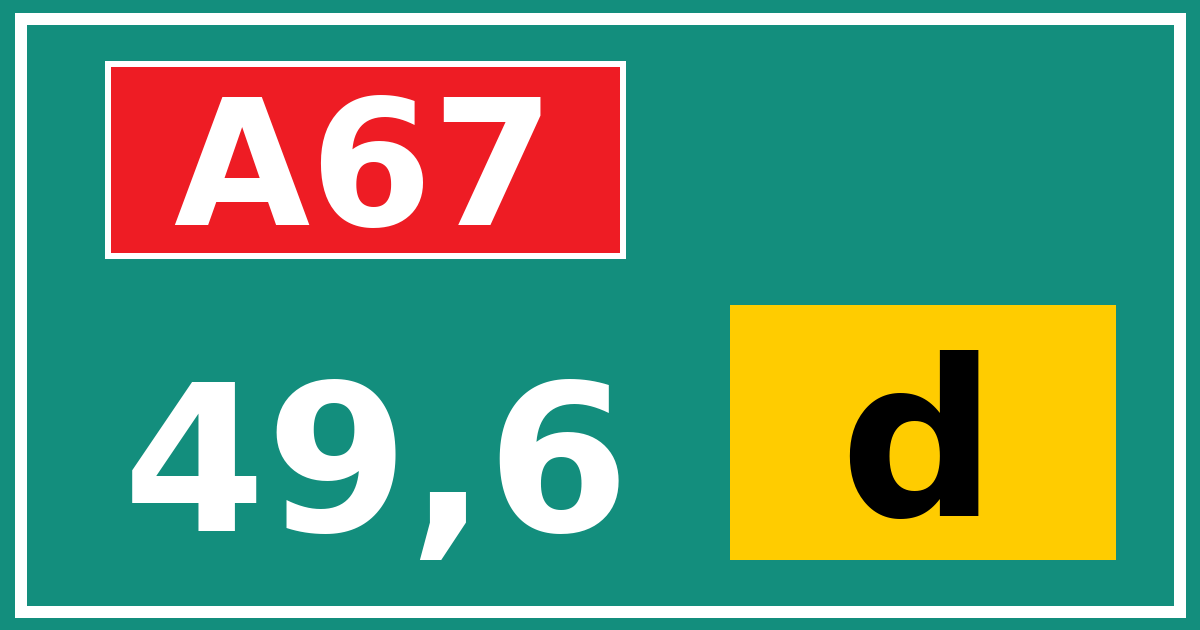 Hectometerbord A67 49,6 letter d
