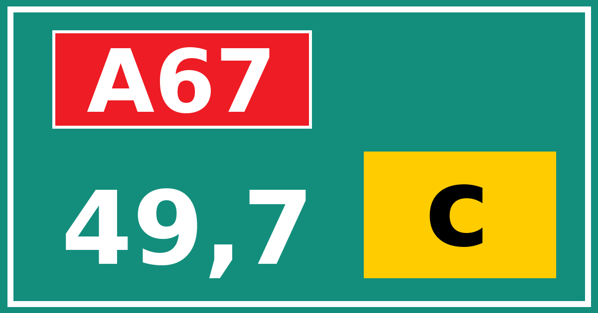 Hectometerbord A67 49,7 letter c