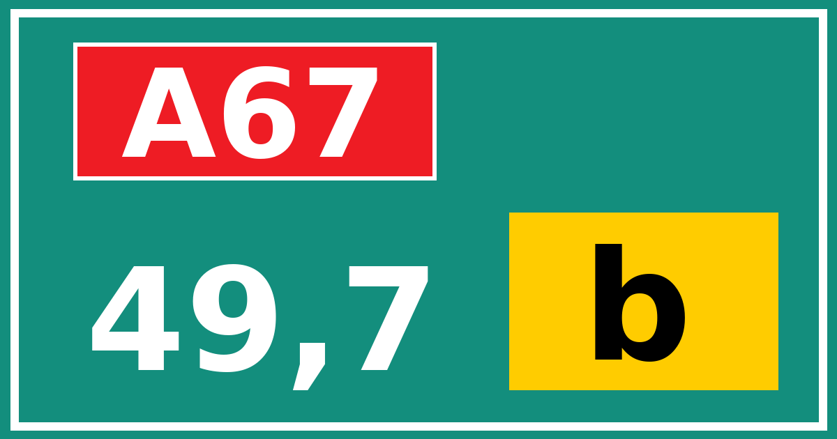 Hectometerbord A67 49,7 letter b
