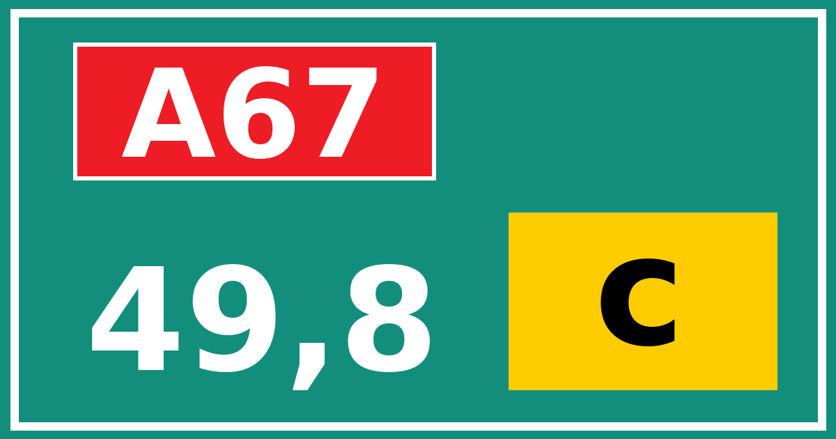 Hectometerbord A67 49,8 letter c
