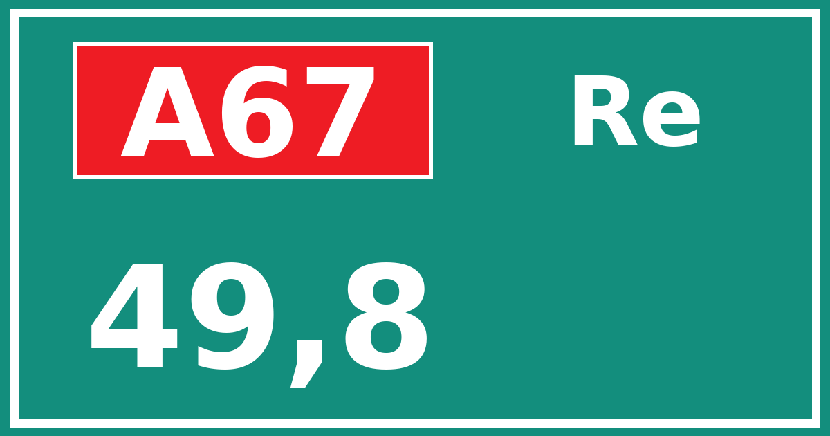 Hectometerbord A67 49,8 zijde Re