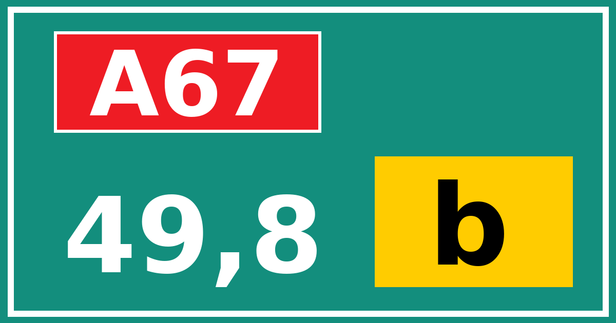 Hectometerbord A67 49,8 letter b