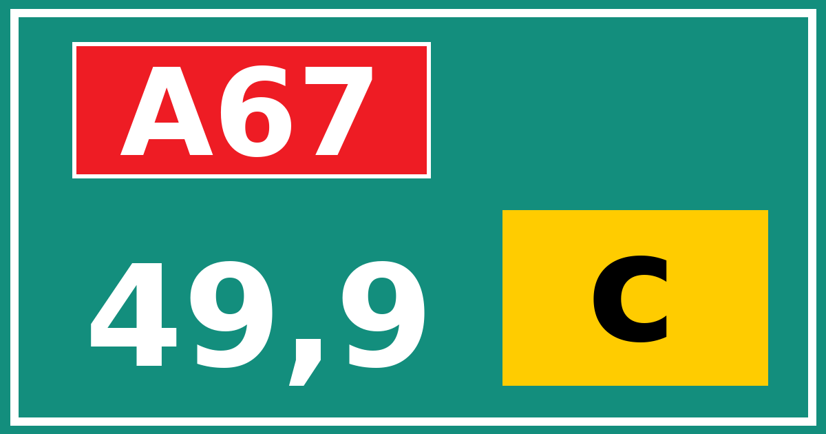 Hectometerbord A67 49,9 letter c