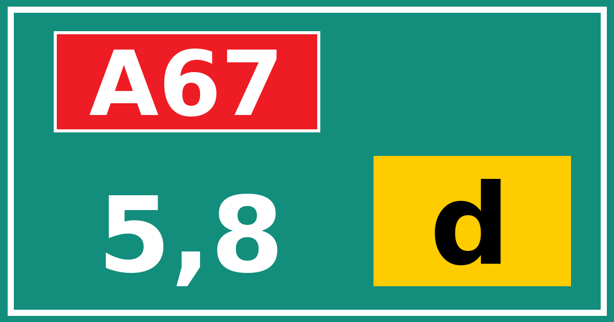 Hectometerbord A67 5,8 letter d