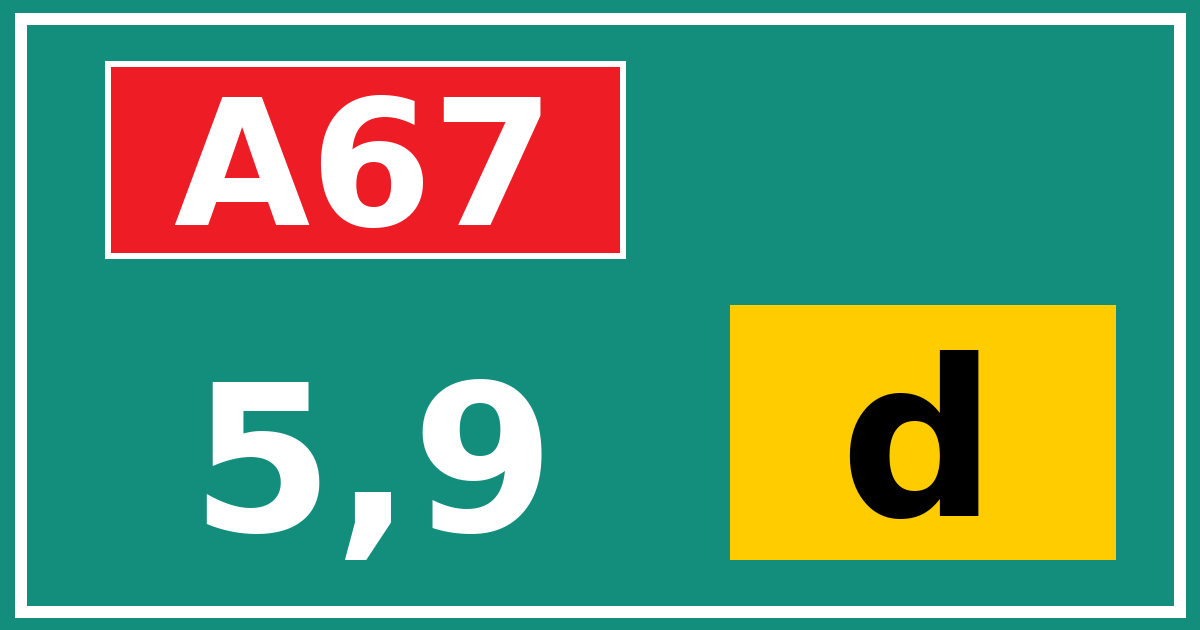 Hectometerbord A67 5,9 letter d