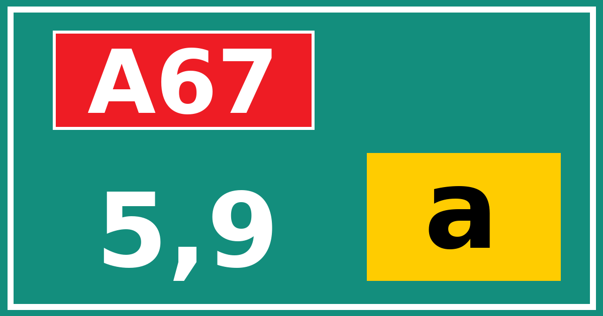 Hectometerbord A67 5,9 letter a