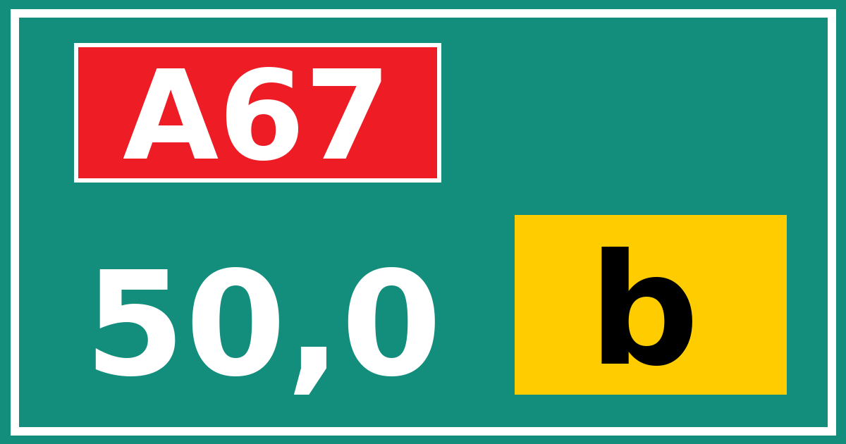 Hectometerbord A67 50,0 letter b